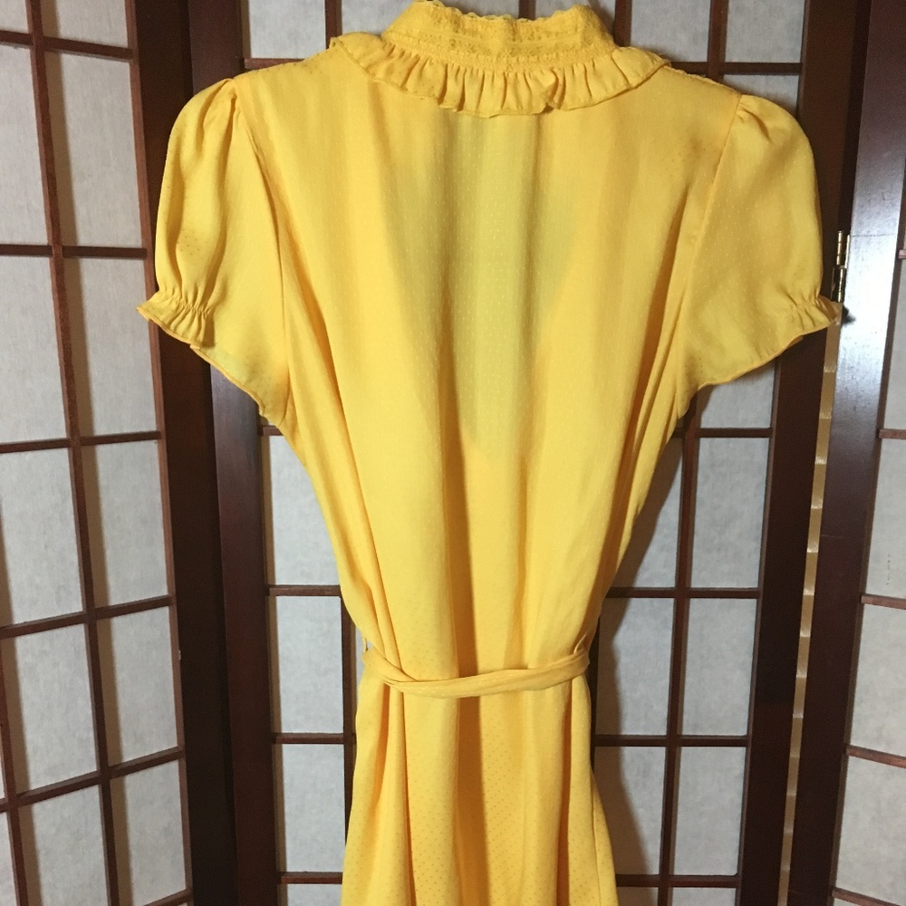 Whimsy Yellow Ruffle & Lace Blouse - Picture 3 of 4